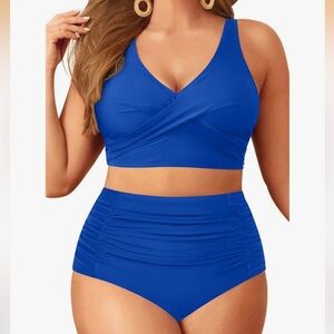 Aqua Eve Plus Size Swimsuit High Waisted Bikini Set Tummy Control Bathing Suit